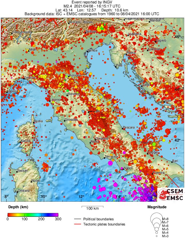 regional depth historical seismicity