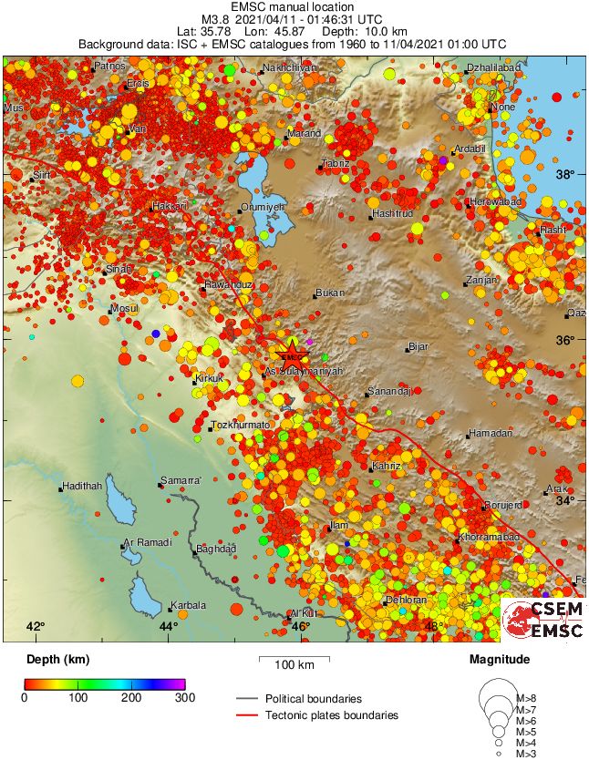 regional depth historical seismicity