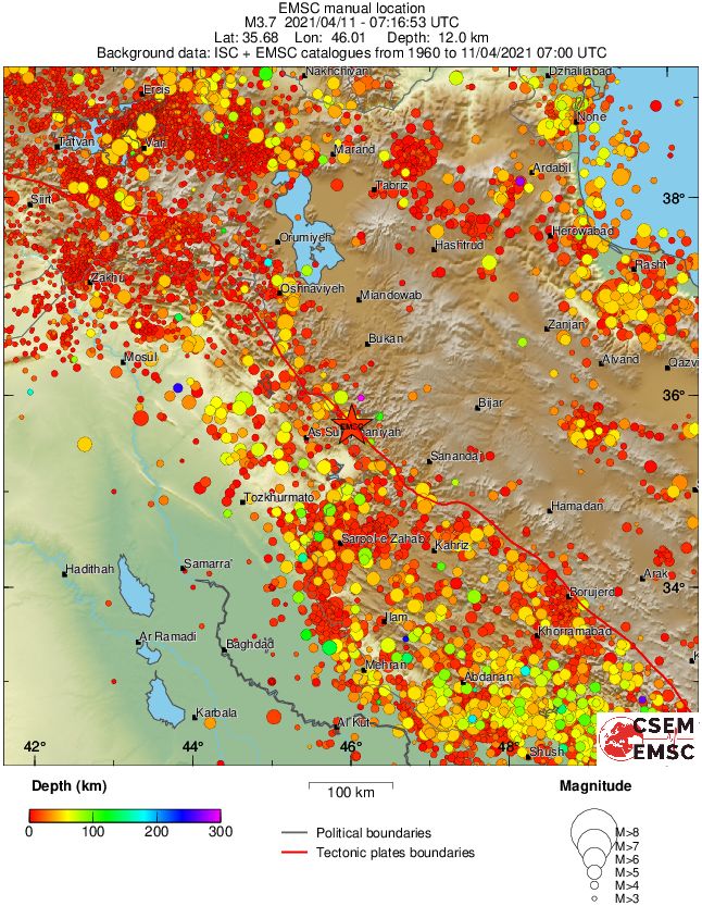 regional depth historical seismicity