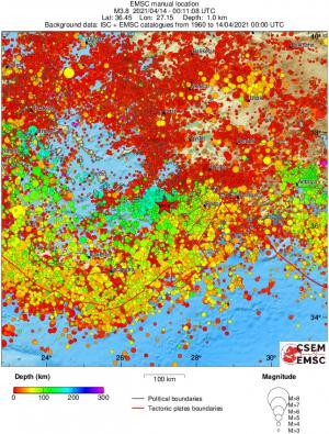regional depth historical seismicity