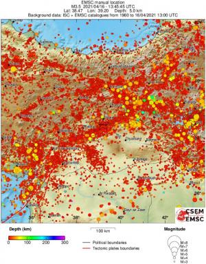 regional depth historical seismicity