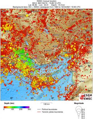 regional depth historical seismicity
