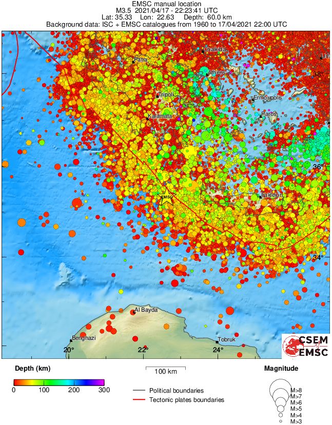regional depth historical seismicity