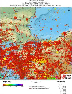 regional depth historical seismicity