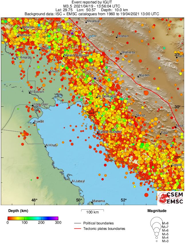 regional depth historical seismicity