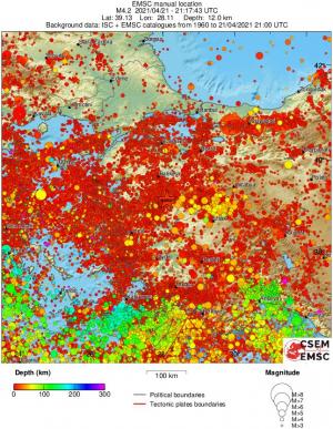 regional depth historical seismicity