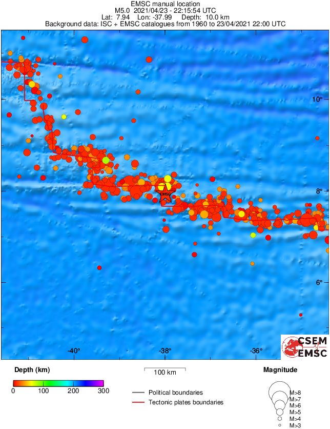 regional depth historical seismicity