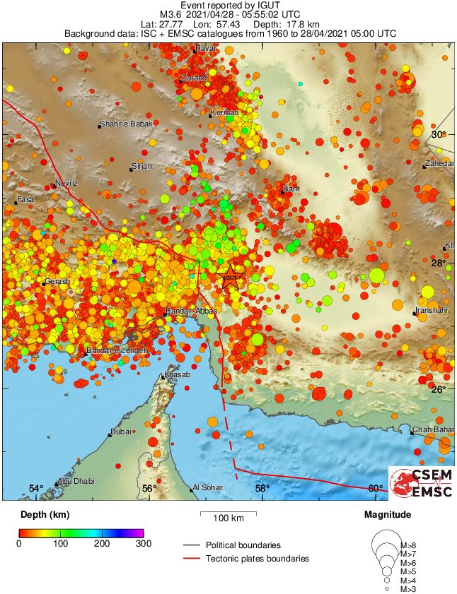 regional depth historical seismicity