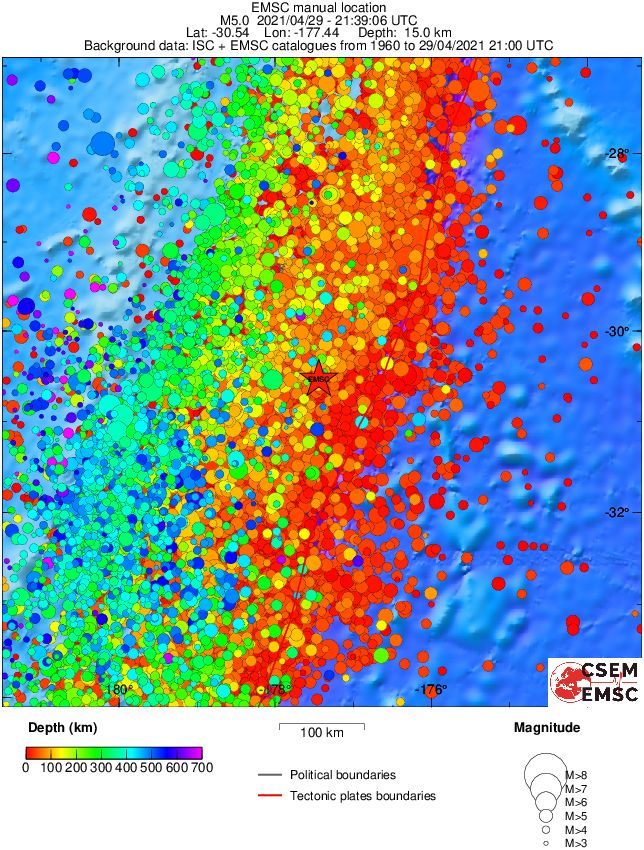 regional depth historical seismicity