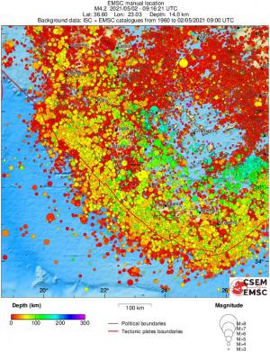 regional depth historical seismicity