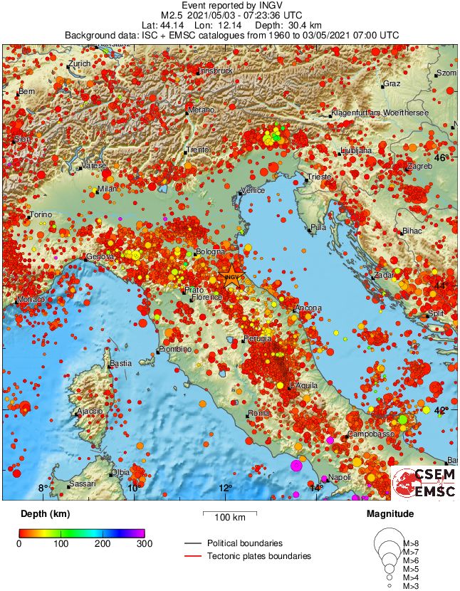 regional depth historical seismicity