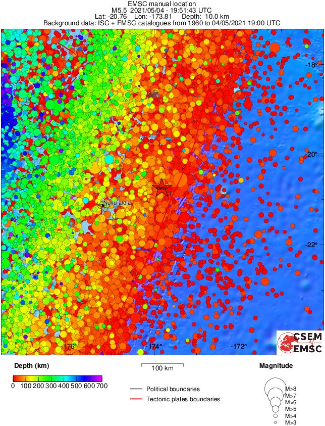 regional depth historical seismicity