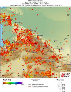 regional depth historical seismicity