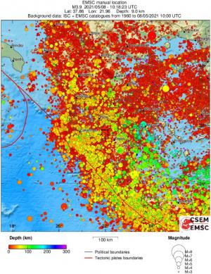 regional depth historical seismicity