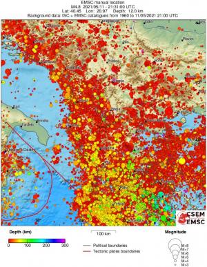 regional depth historical seismicity