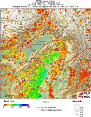regional depth historical seismicity