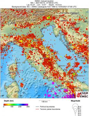 regional depth historical seismicity
