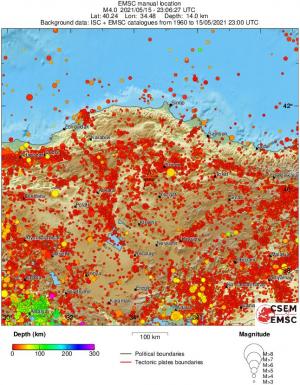 regional depth historical seismicity