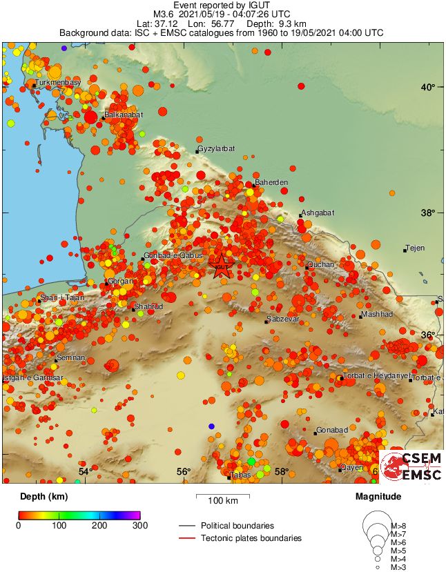 regional depth historical seismicity