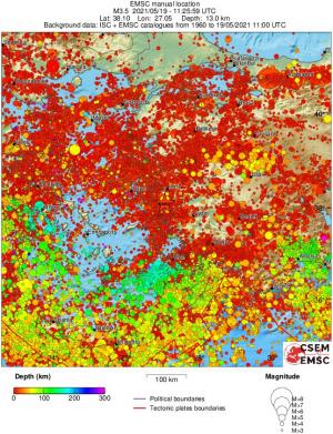 regional depth historical seismicity