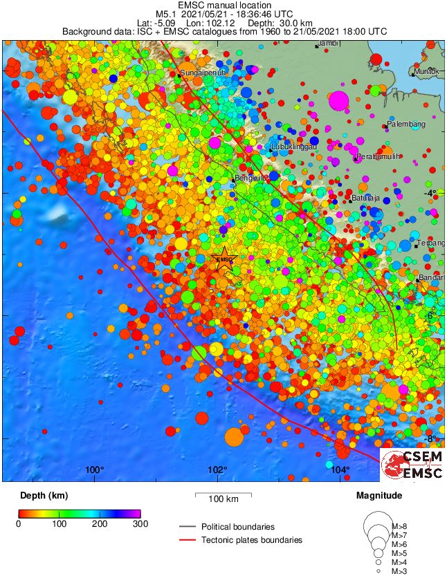 regional depth historical seismicity