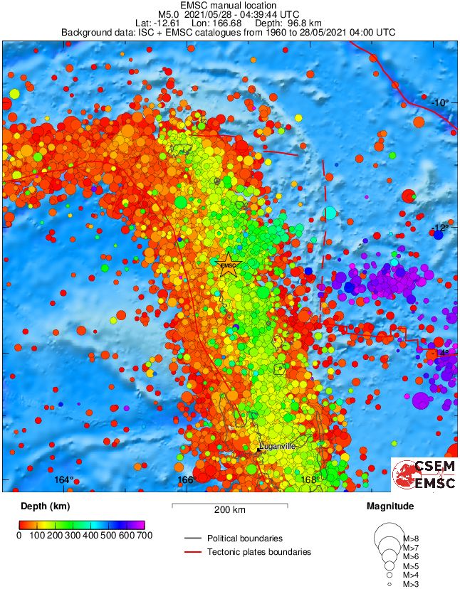 regional depth historical seismicity