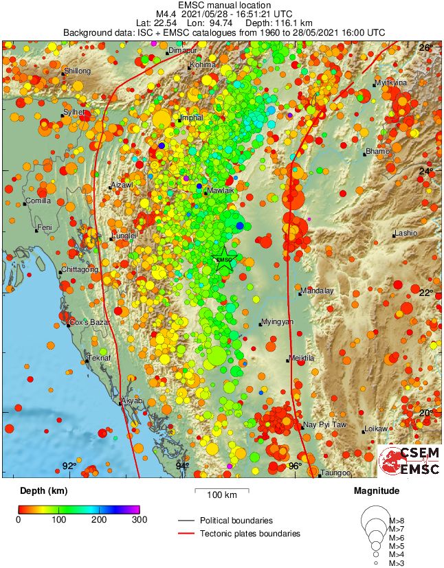 regional depth historical seismicity