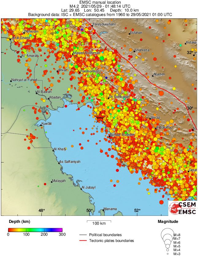 regional depth historical seismicity