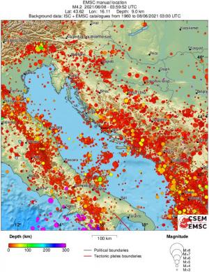 regional depth historical seismicity