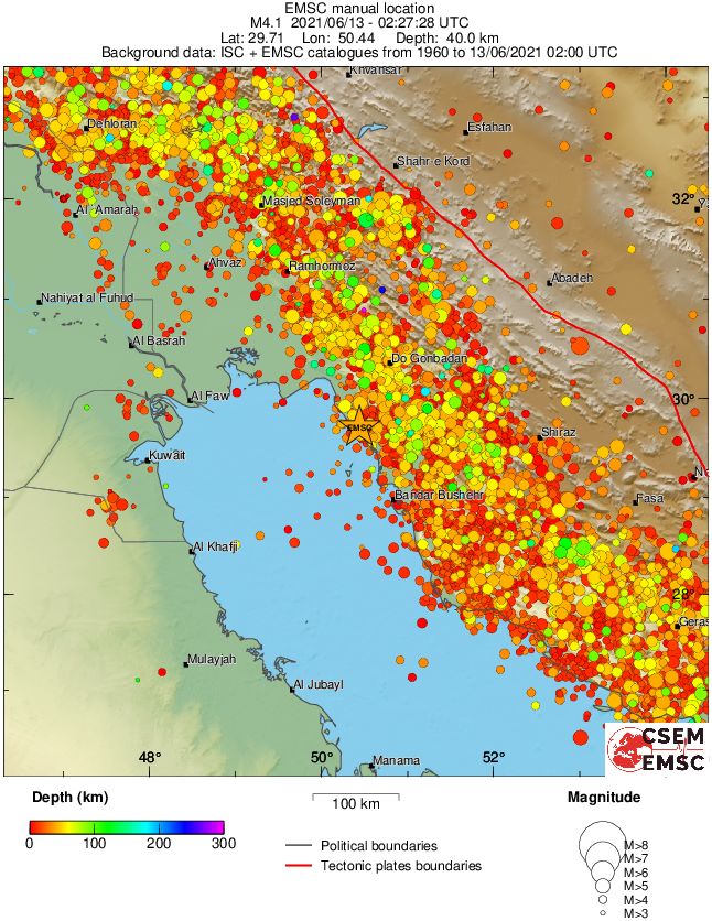 regional depth historical seismicity