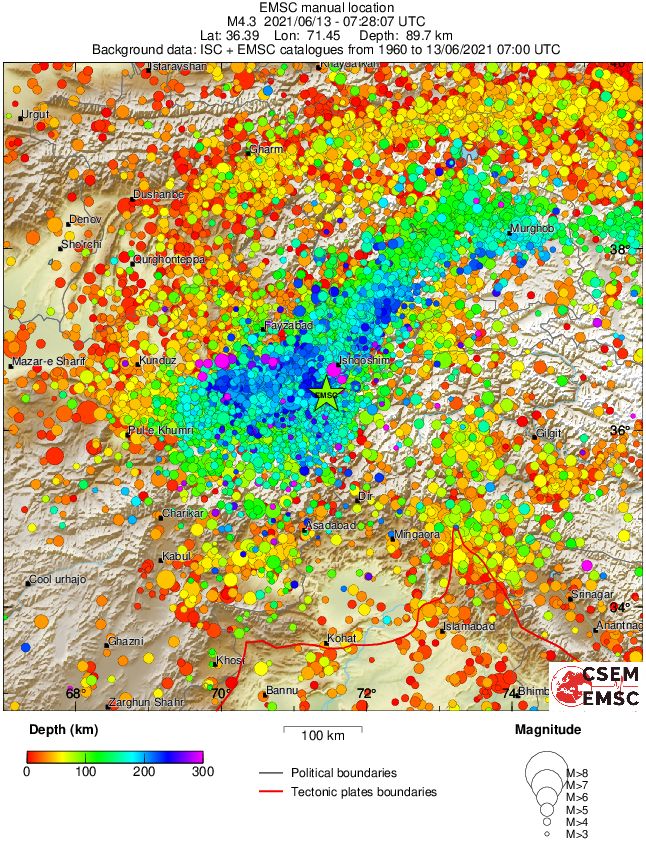 regional depth historical seismicity