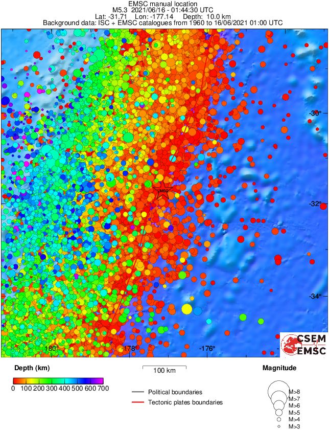 regional depth historical seismicity