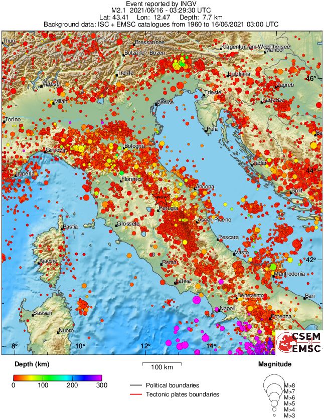 regional depth historical seismicity