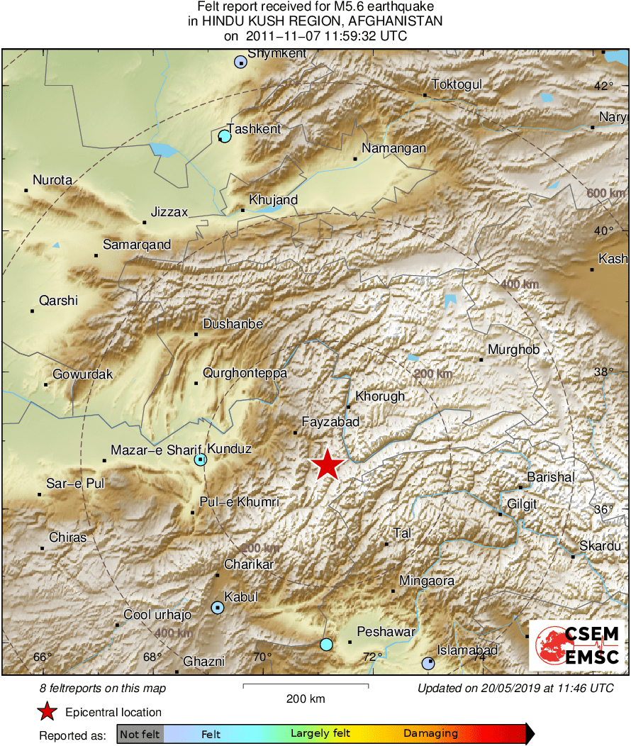 Earthquake - Magnitude 5.6 - HINDU KUSH REGION, AFGHANISTAN - 2011 ...